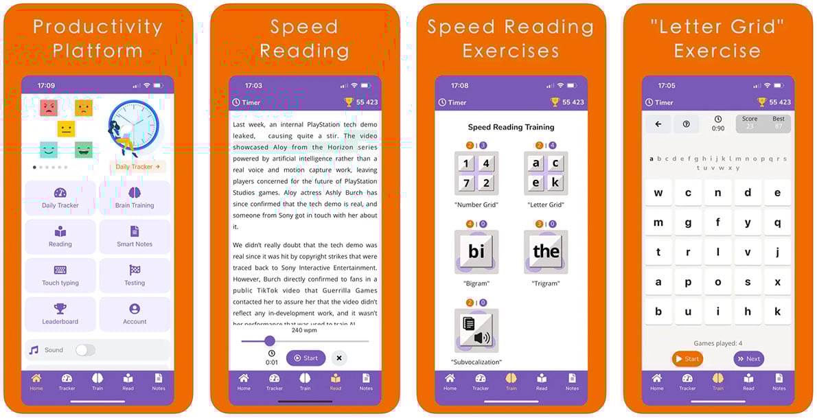 Readlax: Brain Productivity. Memory Games. Speed Reading